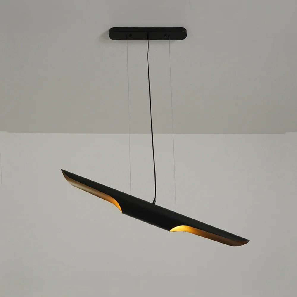 Modern Matte Black Gold Pendant Light Adjustable Luxury Hanging Lamp