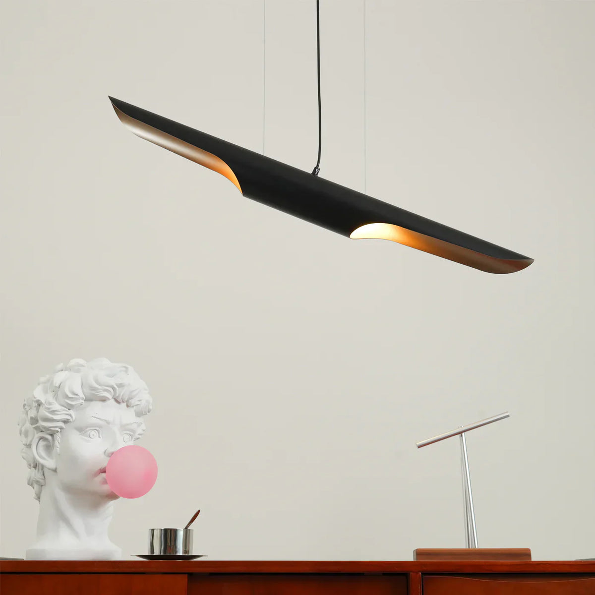 Modern Matte Black Gold Pendant Light Adjustable Luxury Hanging Lamp