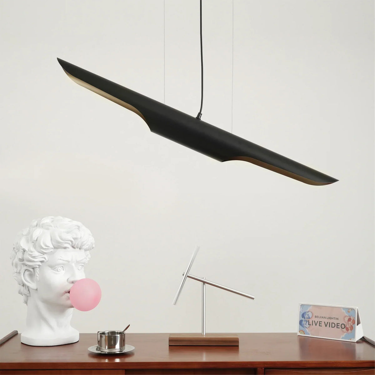 Modern Matte Black Gold Pendant Light Adjustable Luxury Hanging Lamp