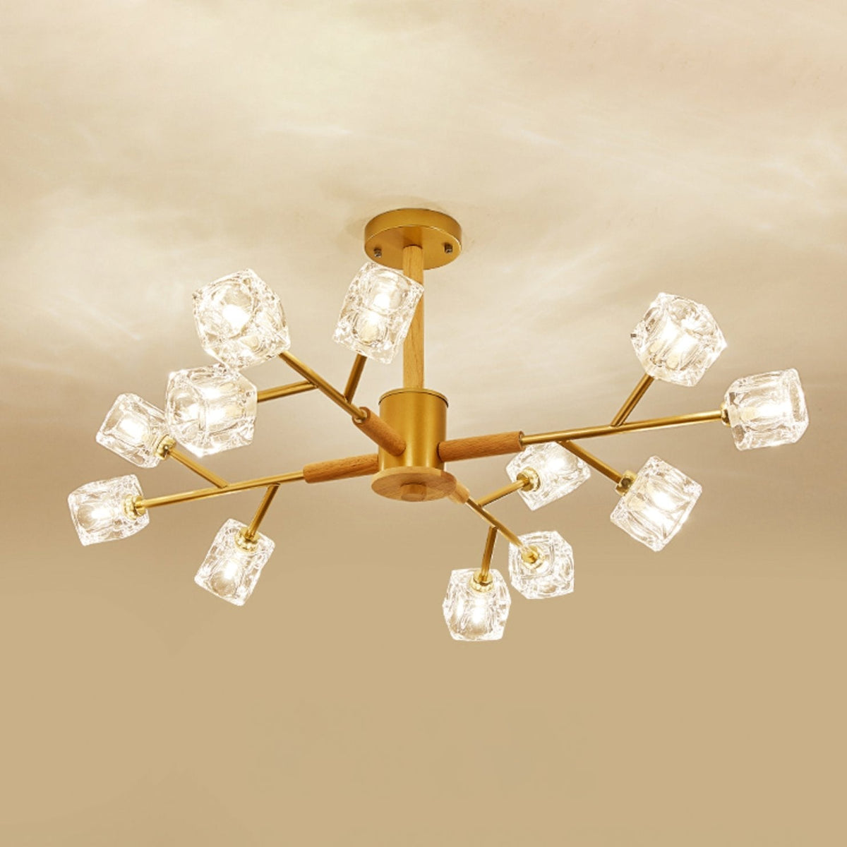Cube Glass Chandelier Modern Luxury Pendant Light for Dining Room Living Room