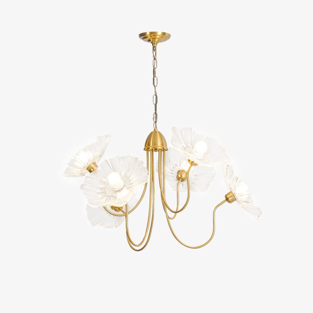 Luxury Lotus Leaf Chandelier Modern Gold Glass Pendant Light for Living Room Dining Room