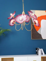 Luxury Lotus Leaf Chandelier Modern Gold Glass Pendant Light for Living Room Dining Room