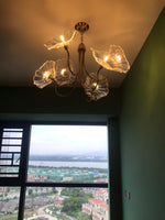 Luxury Lotus Leaf Chandelier Modern Gold Glass Pendant Light for Living Room Dining Room