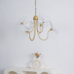 Luxury Lotus Leaf Chandelier Modern Gold Glass Pendant Light for Living Room Dining Room