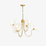 Luxury Lotus Leaf Chandelier Modern Gold Glass Pendant Light for Living Room Dining Room