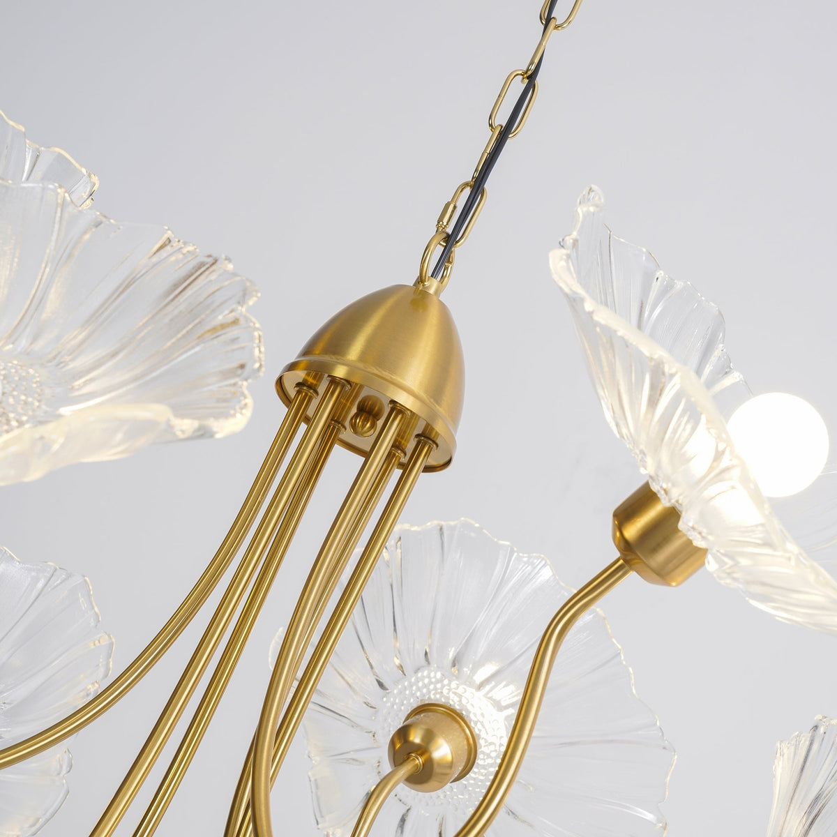 Luxury Lotus Leaf Chandelier Modern Gold Glass Pendant Light for Living Room Dining Room