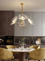 Luxury Lotus Leaf Chandelier Modern Gold Glass Pendant Light for Living Room Dining Room