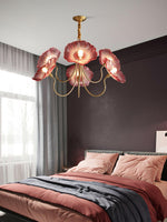 Luxury Lotus Leaf Chandelier Modern Gold Glass Pendant Light for Living Room Dining Room