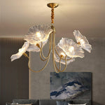 Luxury Lotus Leaf Chandelier Modern Gold Glass Pendant Light for Living Room Dining Room