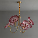 Luxury Lotus Leaf Chandelier Modern Gold Glass Pendant Light for Living Room Dining Room