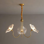Luxury Lotus Leaf Chandelier Modern Gold Glass Pendant Light for Living Room Dining Room
