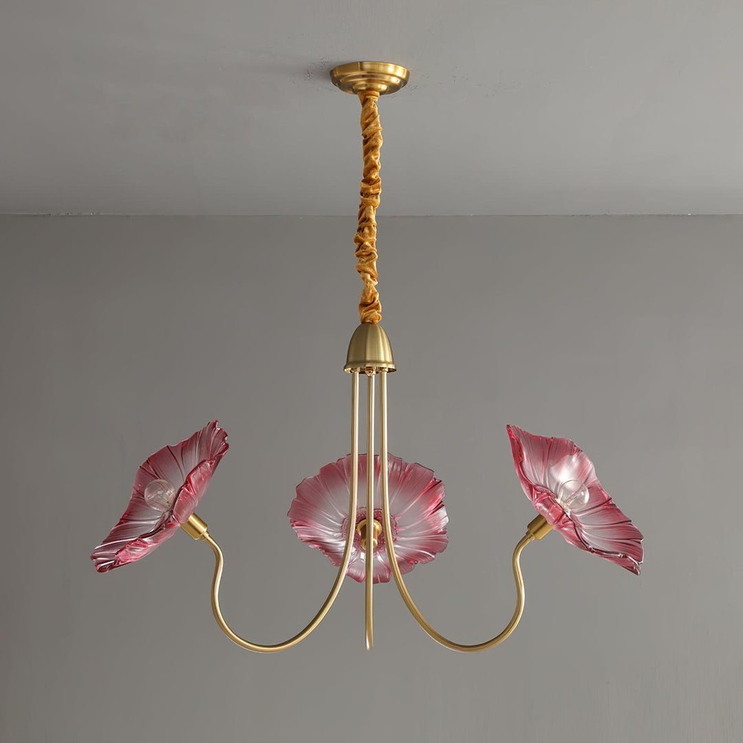 Luxury Lotus Leaf Chandelier Modern Gold Glass Pendant Light for Living Room Dining Room