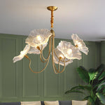 Luxury Lotus Leaf Chandelier Modern Gold Glass Pendant Light for Living Room Dining Room