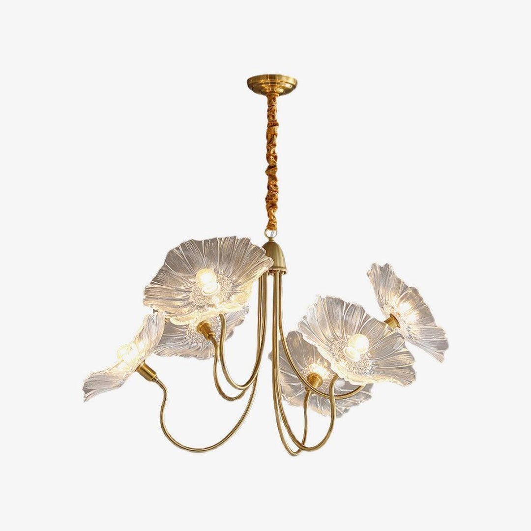 Luxury Lotus Leaf Chandelier Modern Gold Glass Pendant Light for Living Room Dining Room