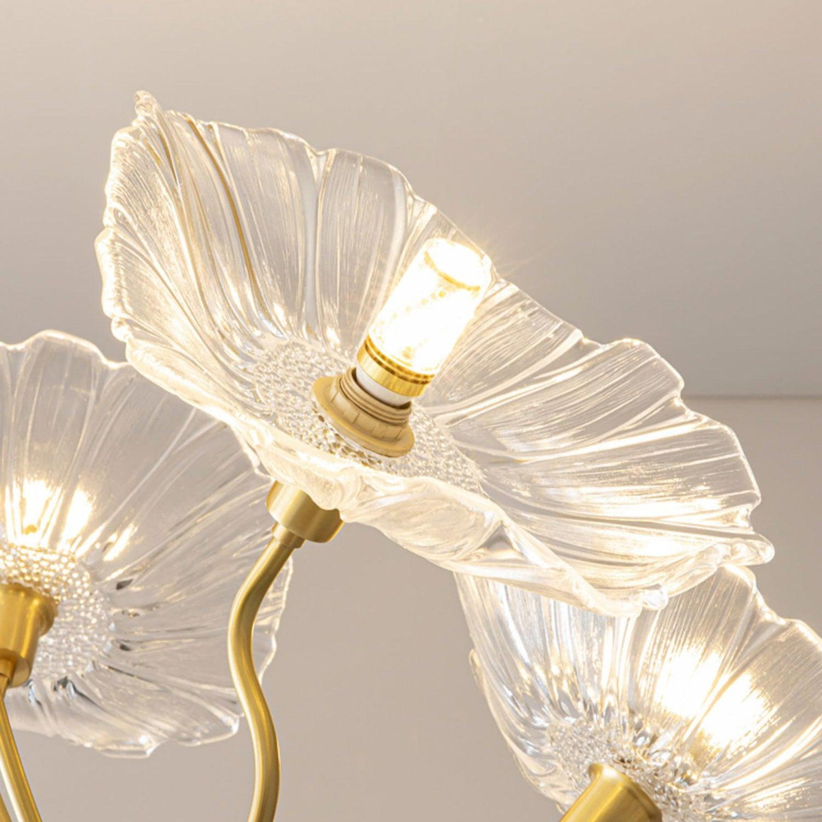 Luxury Lotus Leaf Chandelier Modern Gold Glass Pendant Light for Living Room Dining Room
