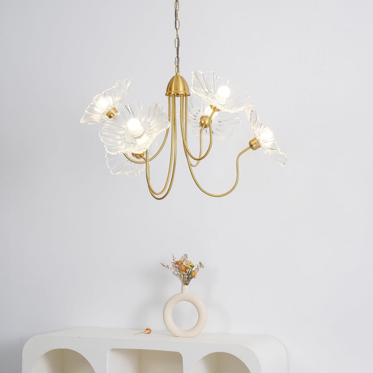 Luxury Lotus Leaf Chandelier Modern Gold Glass Pendant Light for Living Room Dining Room