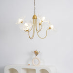 Luxury Lotus Leaf Chandelier Modern Gold Glass Pendant Light for Living Room Dining Room
