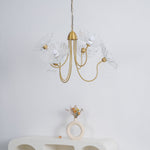 Luxury Lotus Leaf Chandelier Modern Gold Glass Pendant Light for Living Room Dining Room