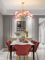Luxury Lotus Leaf Chandelier Modern Gold Glass Pendant Light for Living Room Dining Room