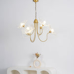 Luxury Lotus Leaf Chandelier Modern Gold Glass Pendant Light for Living Room Dining Room