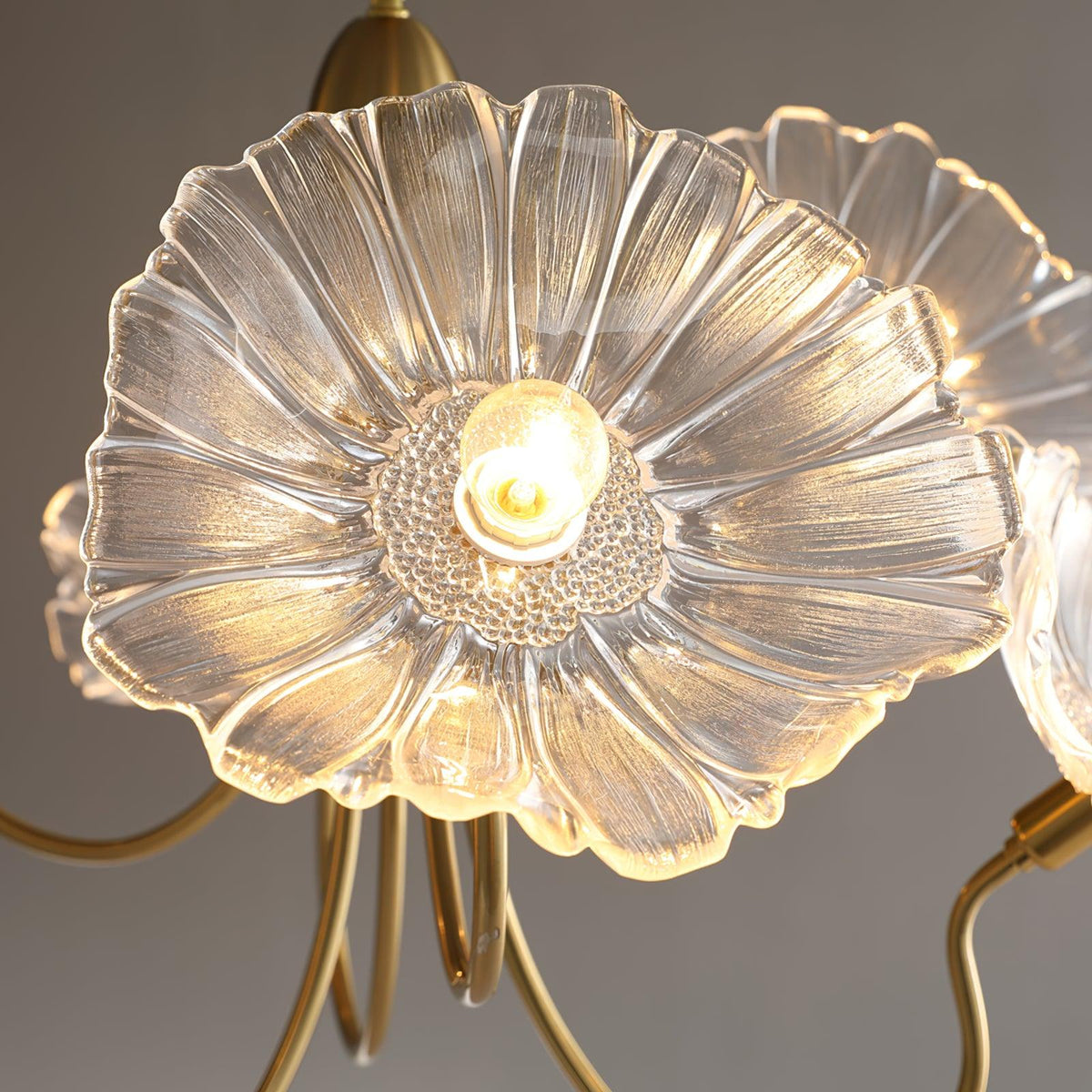 Luxury Lotus Leaf Chandelier Modern Gold Glass Pendant Light for Living Room Dining Room