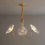Luxury Lotus Leaf Chandelier Modern Gold Glass Pendant Light for Living Room Dining Room