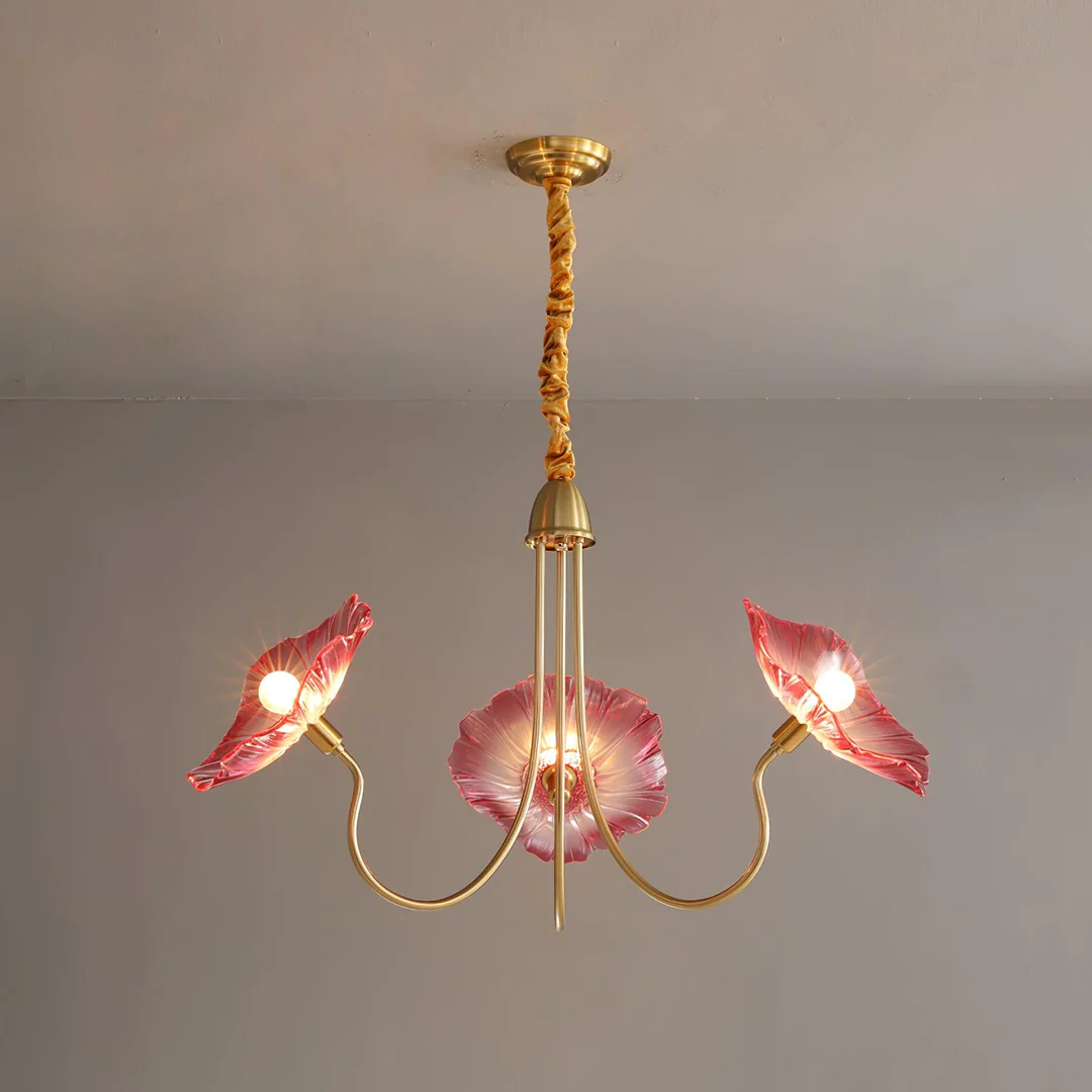 Luxury Lotus Leaf Chandelier Modern Gold Glass Pendant Light for Living Room Dining Room
