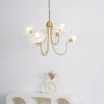 Luxury Lotus Leaf Chandelier Modern Gold Glass Pendant Light for Living Room Dining Room