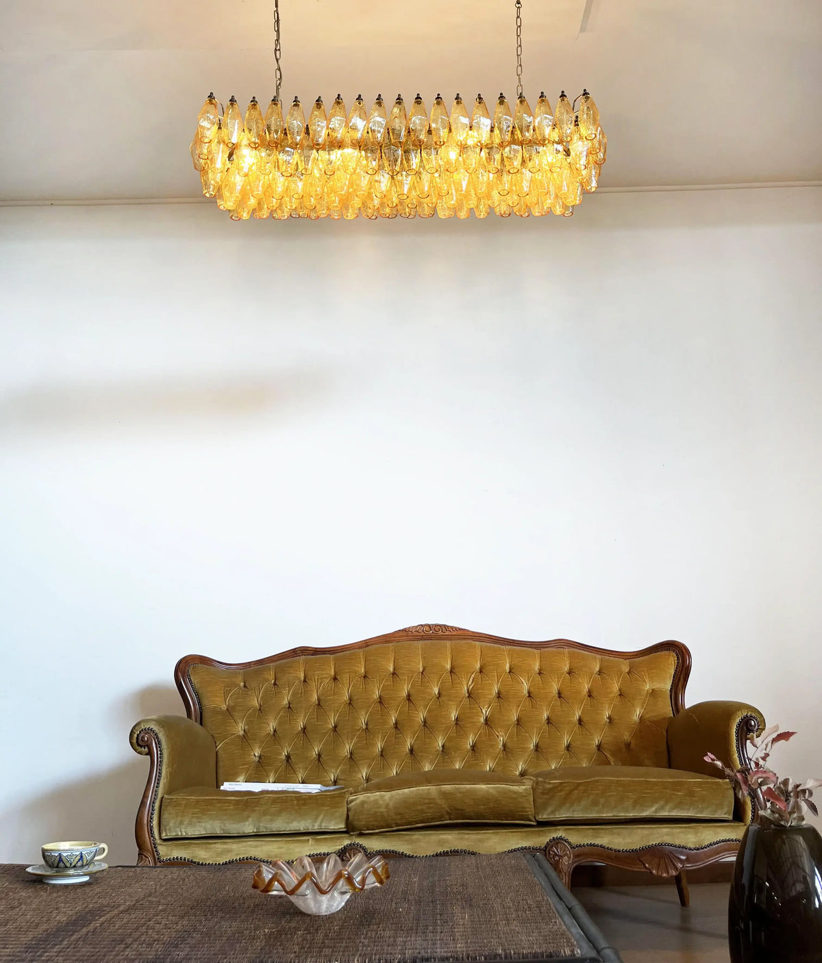 Elegant Amber Murano Poliedri Glass Chandelier