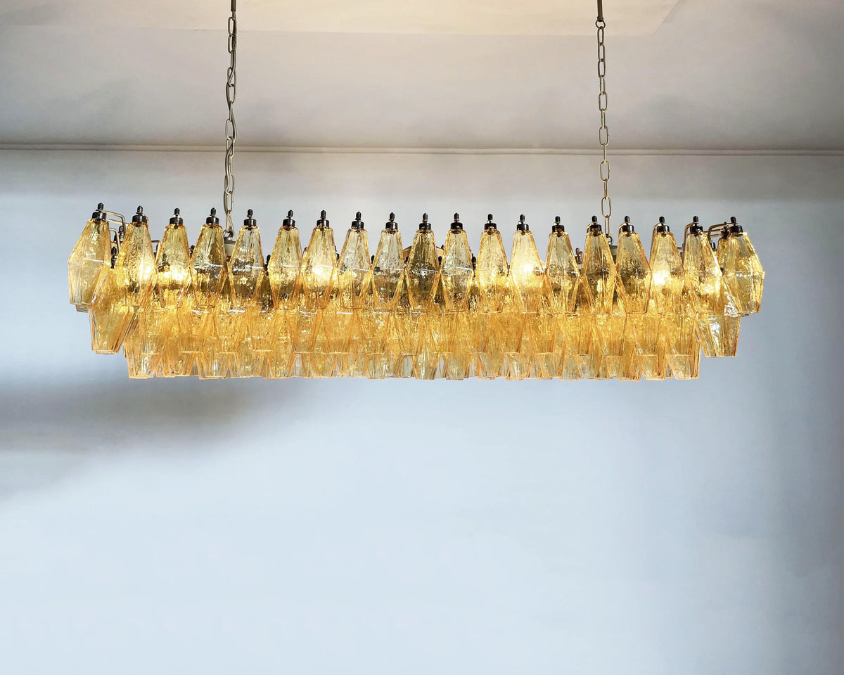 Elegant Amber Murano Poliedri Glass Chandelier