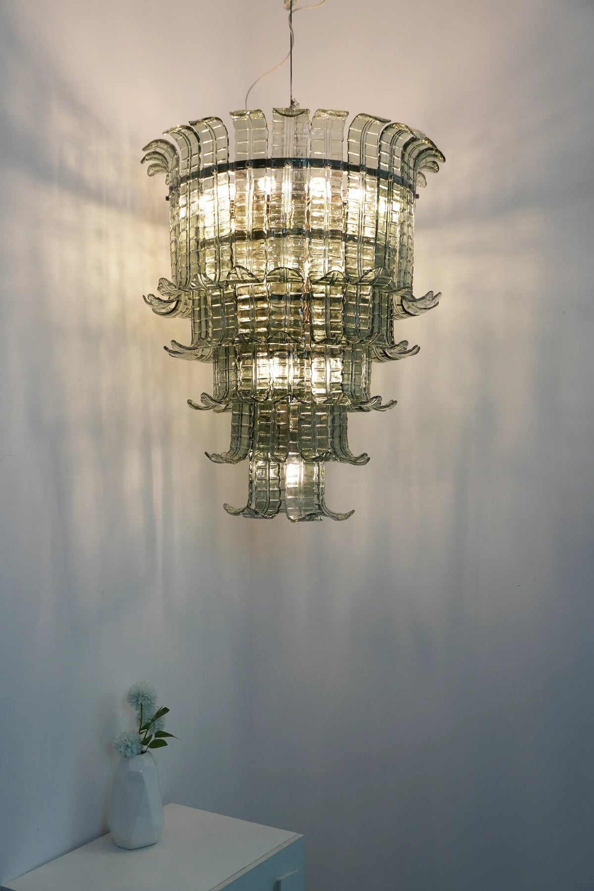 Elegant Leaf Shaped Murano Glass Chandelier