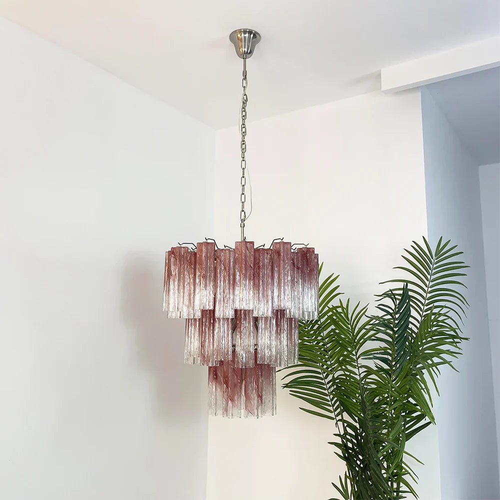 Elegant Murano Pink Rose Chandelier