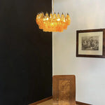Elegant Murano Poliedri Amber Glass Chandelier