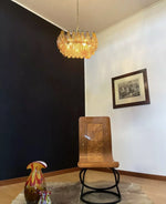 Elegant Murano Poliedri Amber Glass Chandelier