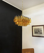 Elegant Murano Poliedri Amber Glass Chandelier