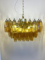 Elegant Murano Poliedri Amber Glass Chandelier