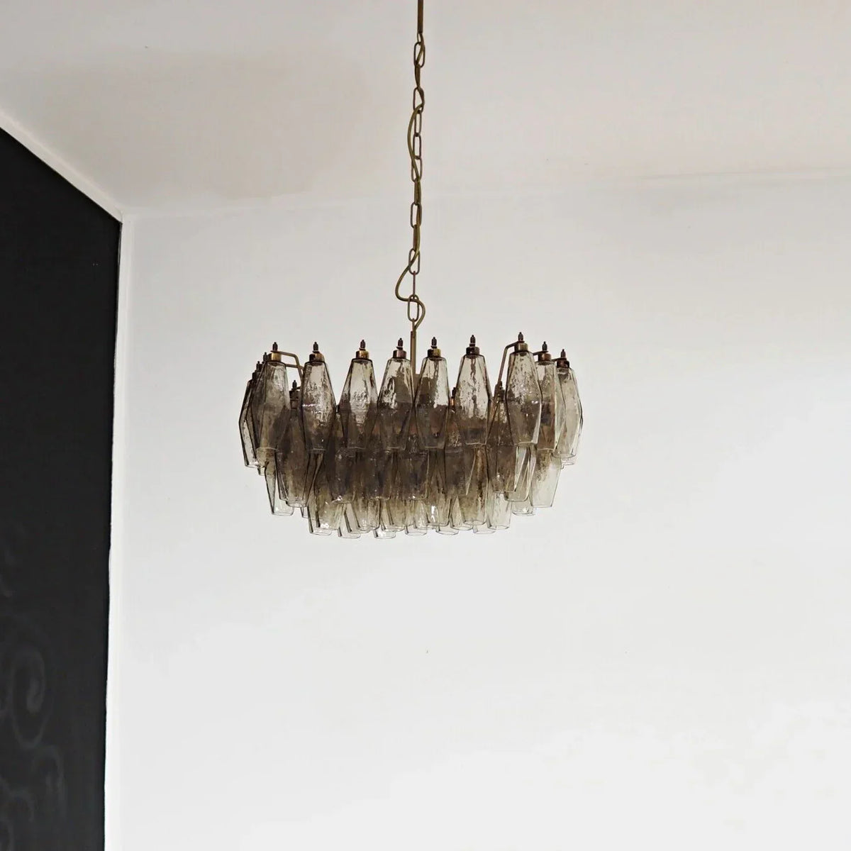 Elegant Murano Poliedri Smoked Glass Chandelier