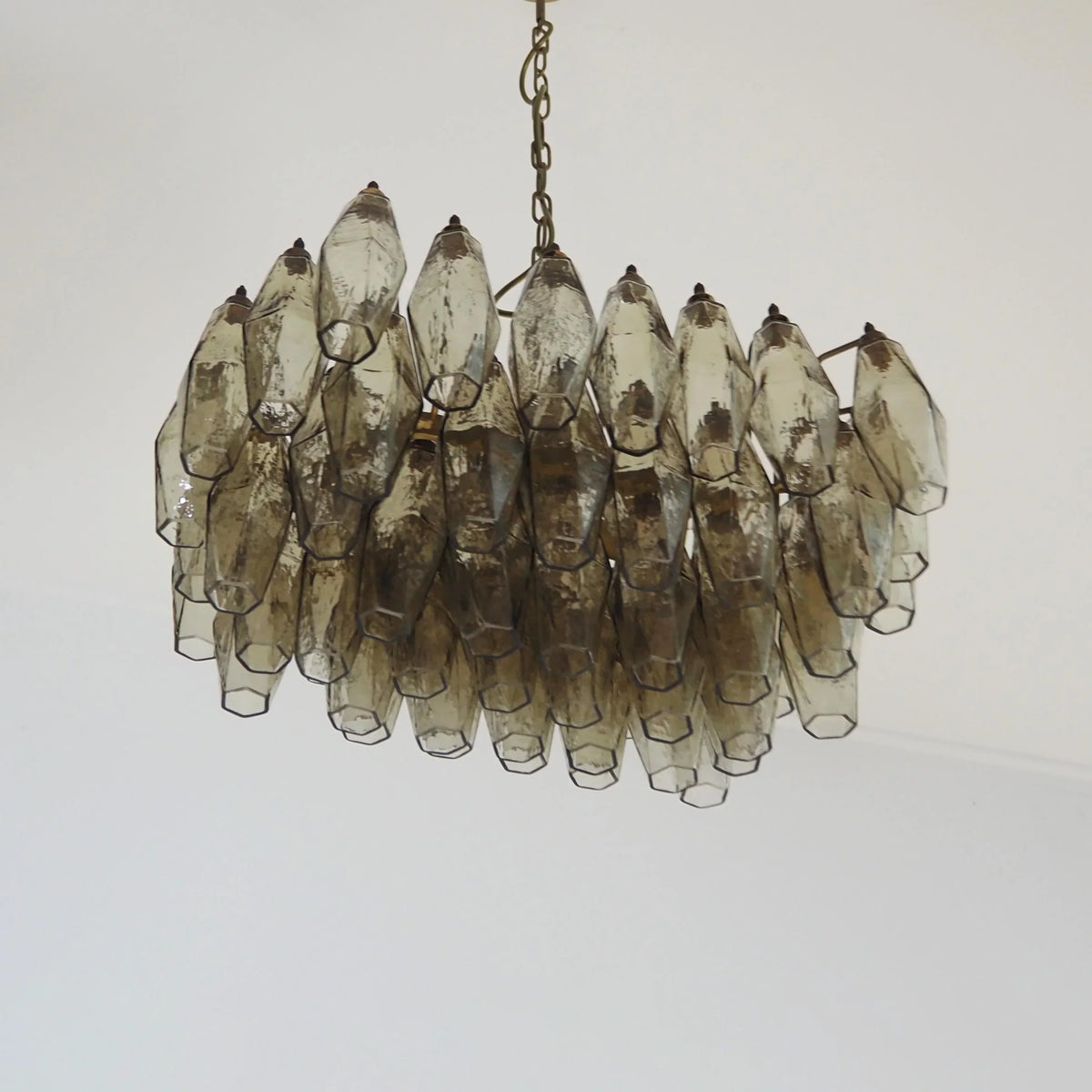 Elegant Murano Poliedri Smoked Glass Chandelier