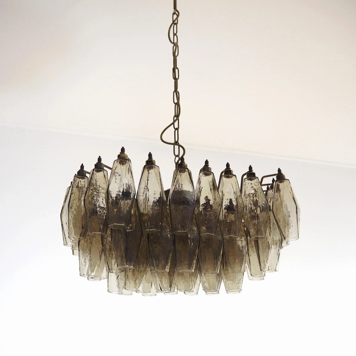 Elegant Murano Poliedri Smoked Glass Chandelier
