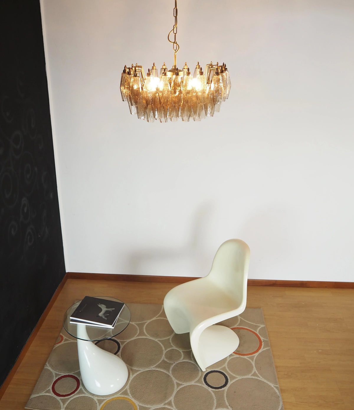 Elegant Murano Poliedri Smoked Glass Chandelier