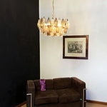 Elegant Murano Poliedri Trasparent Smoked Glass Chandelier