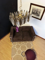 Elegant Murano Poliedri Trasparent Smoked Glass Chandelier