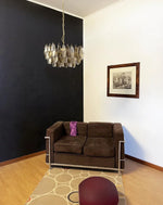 Elegant Murano Poliedri Trasparent Smoked Glass Chandelier
