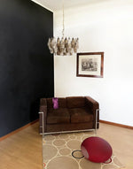 Elegant Murano Poliedri Trasparent Smoked Glass Chandelier