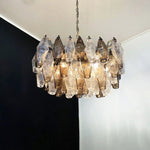 Elegant Murano Poliedri Trasparent Smoked Glass Chandelier