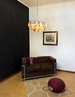 Elegant Murano Poliedri Trasparent Smoked Glass Chandelier