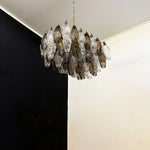Elegant Murano Poliedri Trasparent Smoked Glass Chandelier