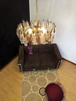 Elegant Murano Poliedri Trasparent Smoked Glass Chandelier