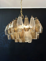 Elegant Murano Poliedri Trasparent Smoked Glass Chandelier