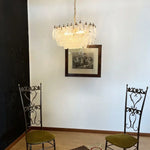 Elegant Murano Poliedri Trasparent Glass Chandelier